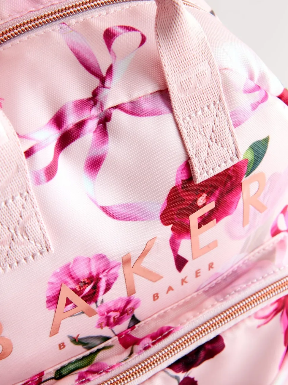 Baker by Ted Baker Girls Pink Back to School Floral Print Bow Backpack