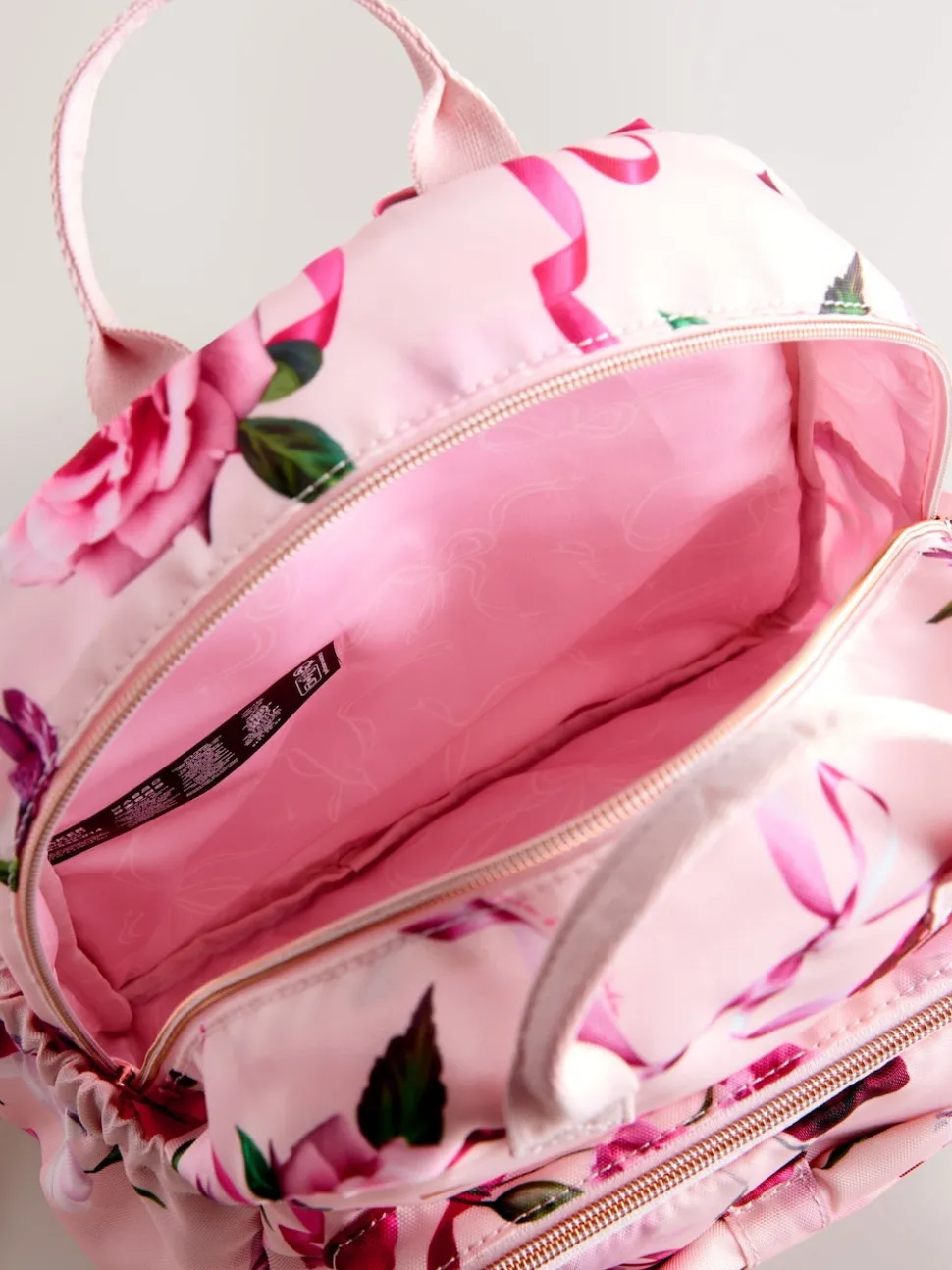 Baker by Ted Baker Girls Pink Back to School Floral Print Bow Backpack