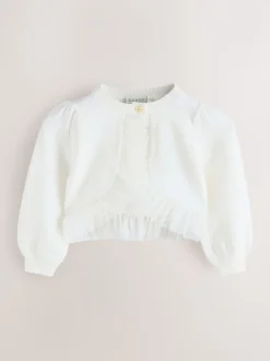 Baker by Ted Baker Knitted Mesh Ruffle Hem Cardigan
