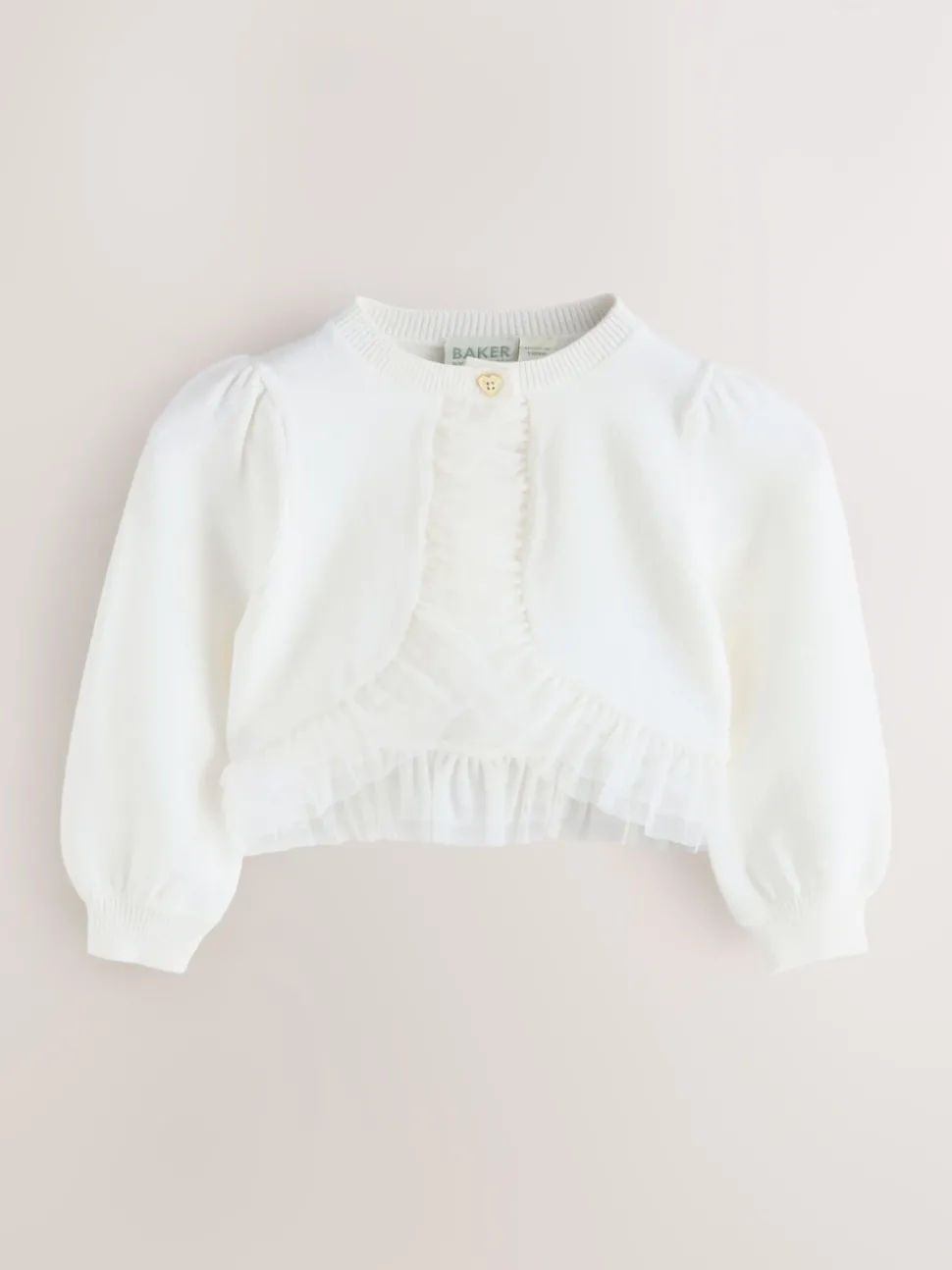 Baker by Ted Baker Knitted Mesh Ruffle Hem Cardigan