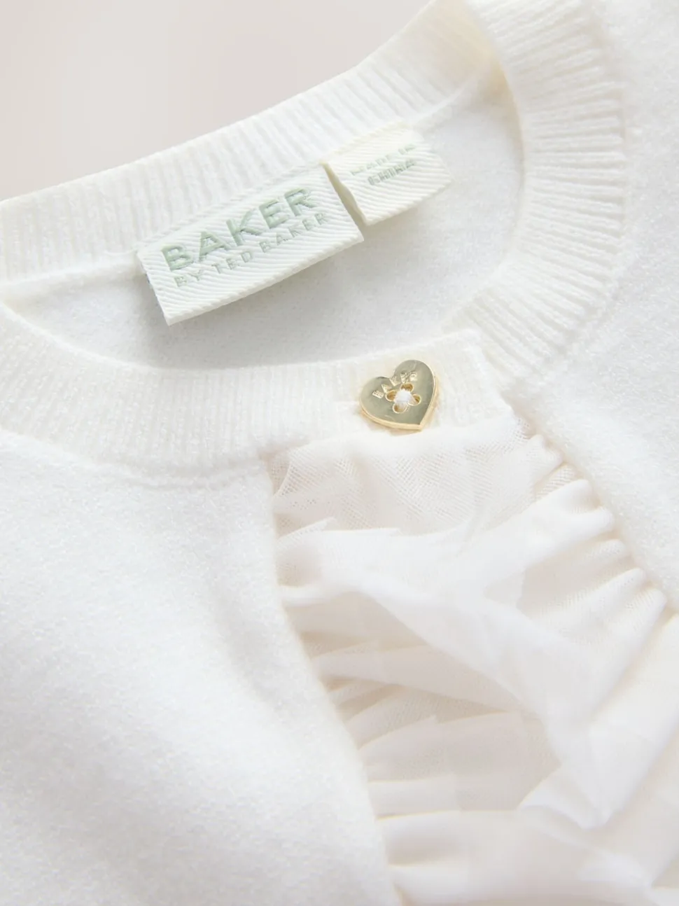 Baker by Ted Baker Knitted Mesh Ruffle Hem Cardigan