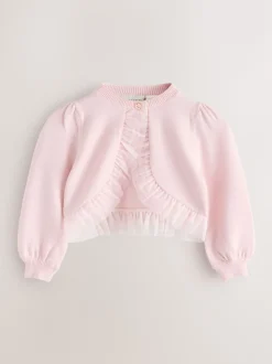 Baker by Ted Baker Knitted Mesh Ruffle Hem Cardigan