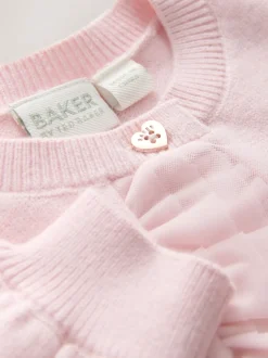 Baker by Ted Baker Knitted Mesh Ruffle Hem Cardigan