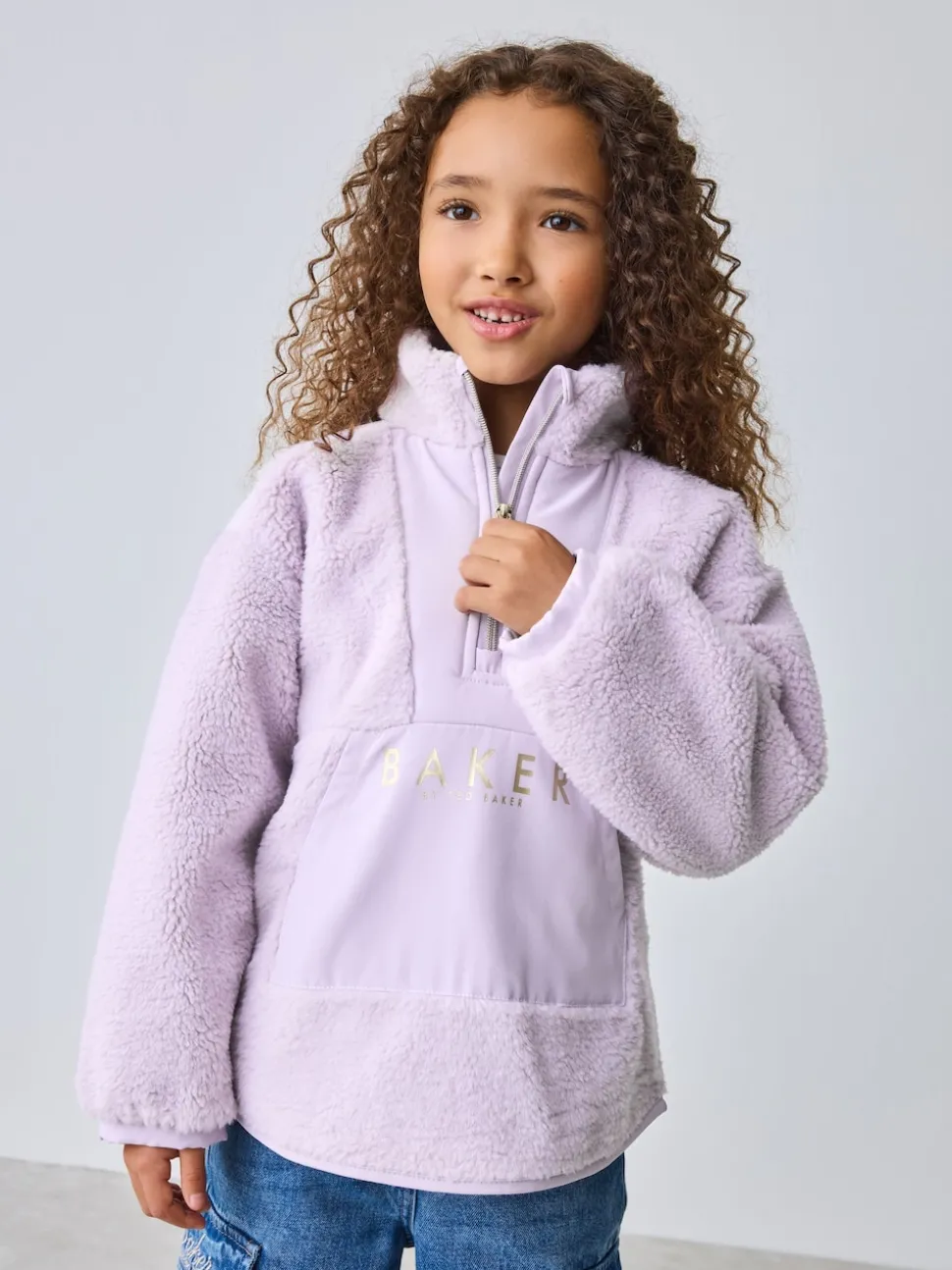 Baker by Ted Baker Lilac Purple Borg Mix Panel Fleece