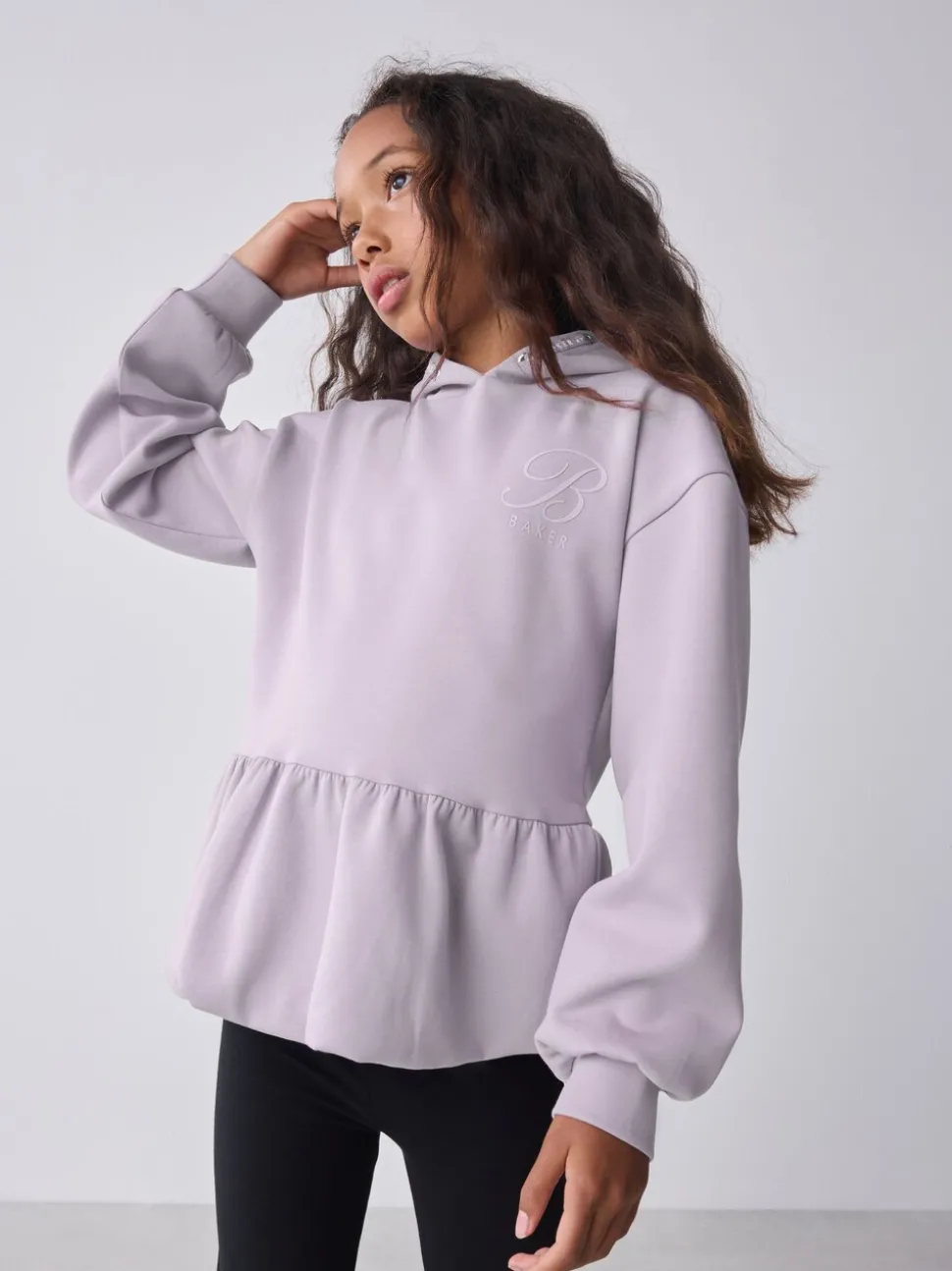 Baker by Ted Baker Lilac Purple Premium Bubble Hem Peplum Hoodie