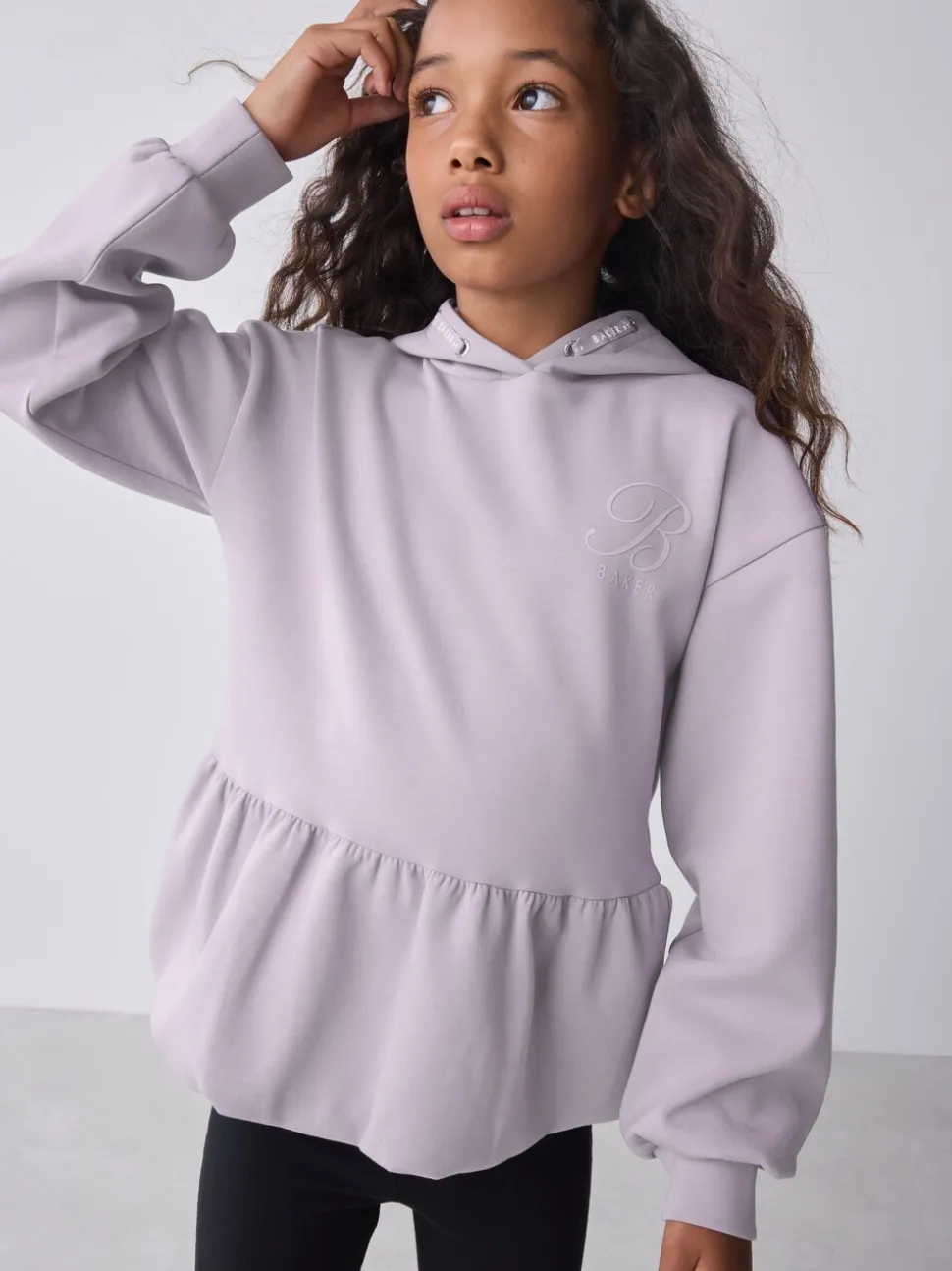 Baker by Ted Baker Lilac Purple Premium Bubble Hem Peplum Hoodie