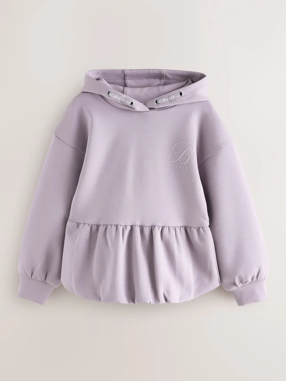 Baker by Ted Baker Lilac Purple Premium Bubble Hem Peplum Hoodie