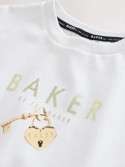 Baker by Ted Baker Navy 2 Piece Peplum Hem T-Shirt & Printed Leggings Set
