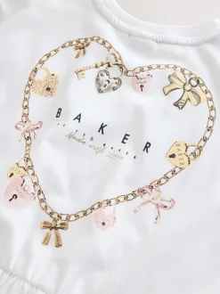 Baker by Ted Baker Navy 2 Piece Peplum Hem T-Shirt & Printed Leggings Set