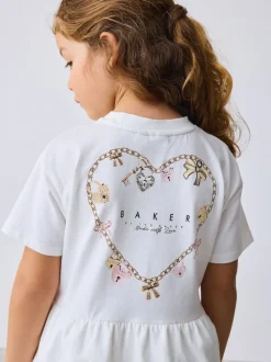 Baker by Ted Baker Navy 2 Piece Peplum Hem T-Shirt & Printed Leggings Set