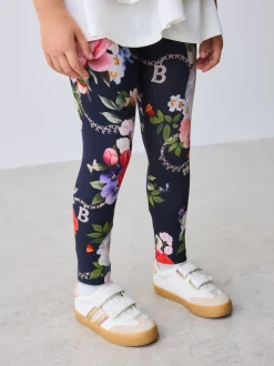 Baker by Ted Baker Navy 2 Piece Peplum Hem T-Shirt & Printed Leggings Set