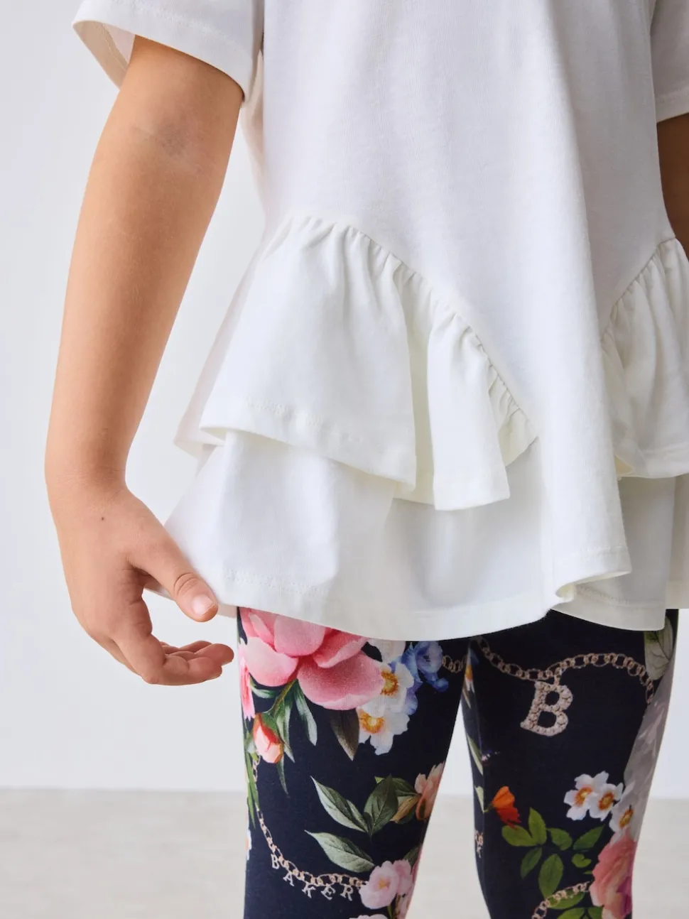 Baker by Ted Baker Navy 2 Piece Peplum Hem T-Shirt & Printed Leggings Set