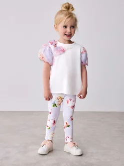 Baker by Ted Baker Organza Sleeve Bow Detail Top & Legging 2 Piece Set