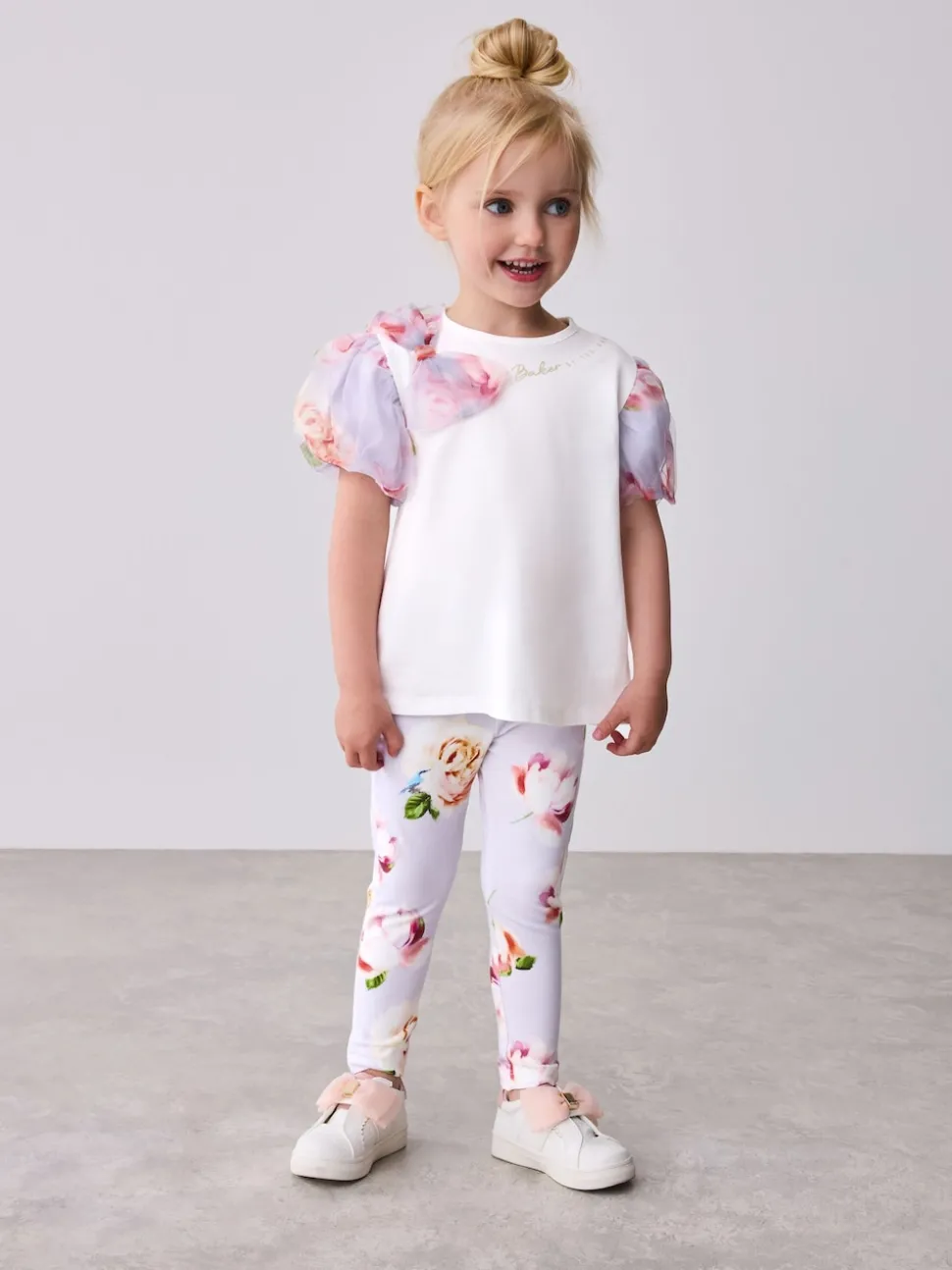 Baker by Ted Baker Organza Sleeve Bow Detail Top & Legging 2 Piece Set