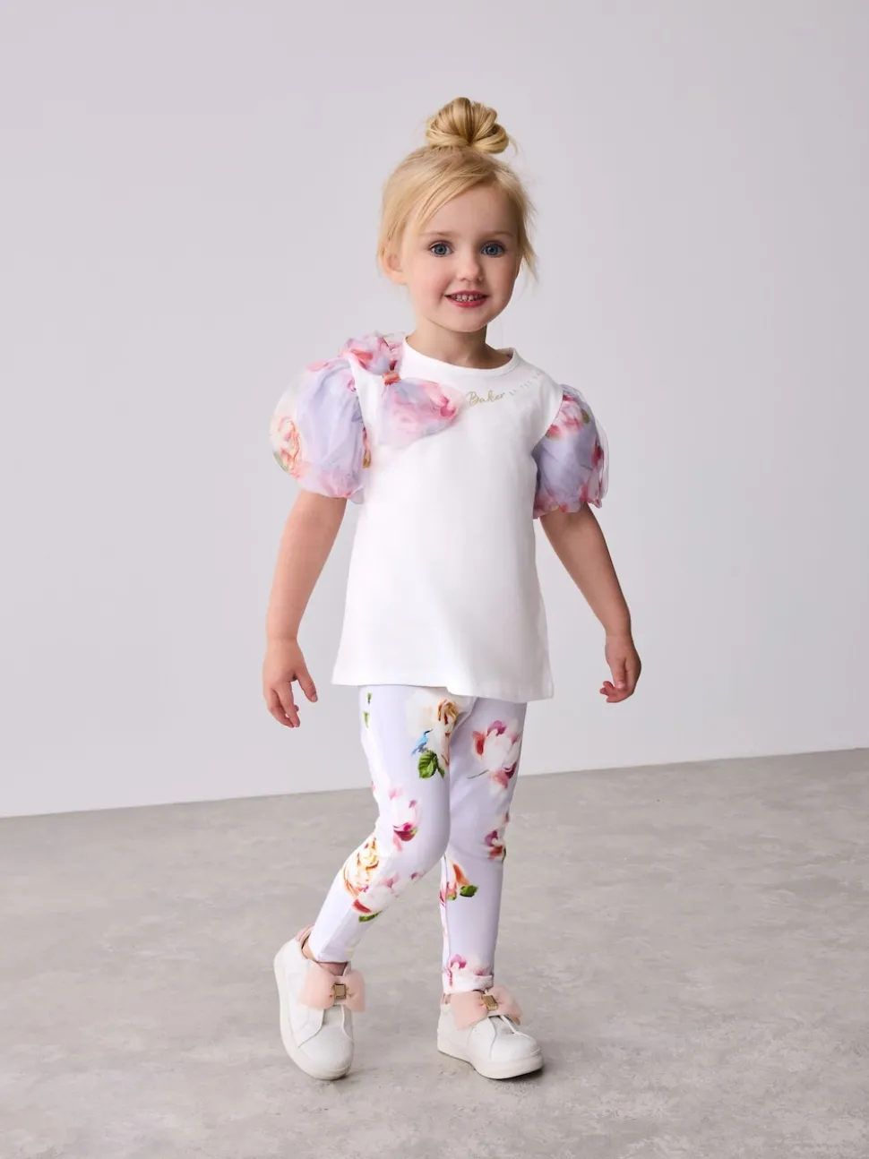 Baker by Ted Baker Organza Sleeve Bow Detail Top & Legging 2 Piece Set
