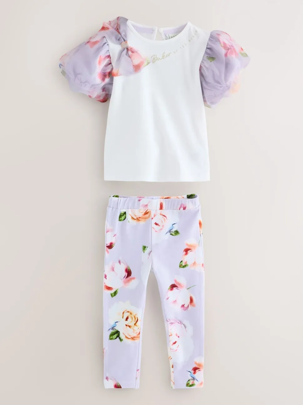 Baker by Ted Baker Organza Sleeve Bow Detail Top & Legging 2 Piece Set