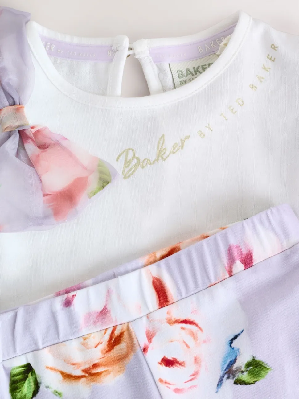 Baker by Ted Baker Organza Sleeve Bow Detail Top & Legging 2 Piece Set