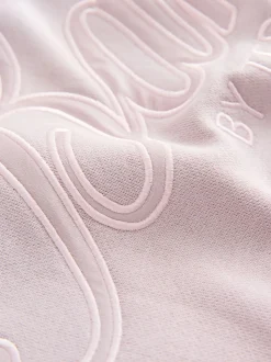 Baker by Ted Baker Oversized Satin Appliqué Back Print Pink/White Hoodie