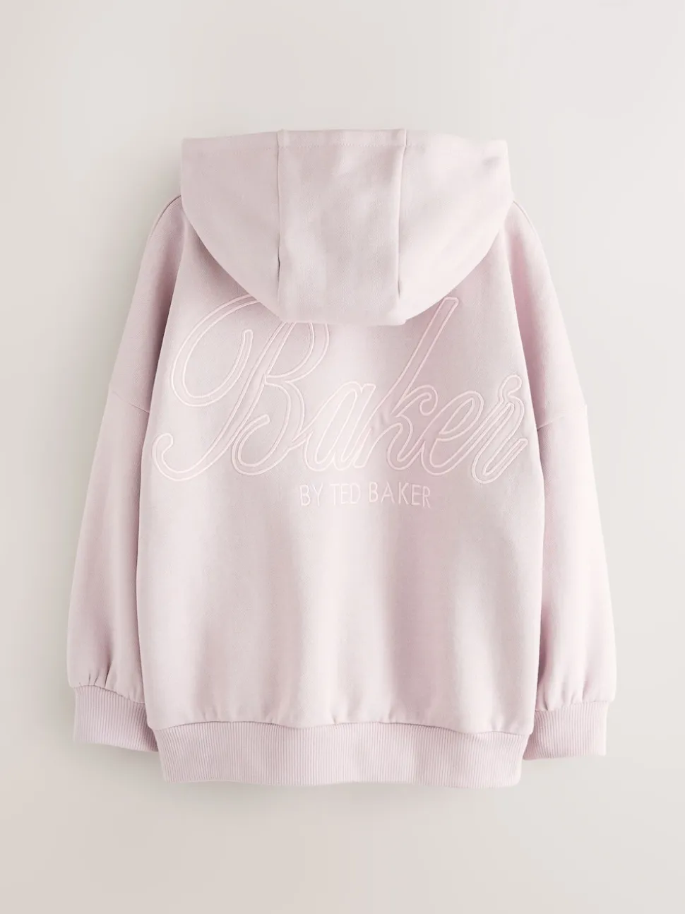 Baker by Ted Baker Oversized Satin Appliqué Back Print Pink/White Hoodie