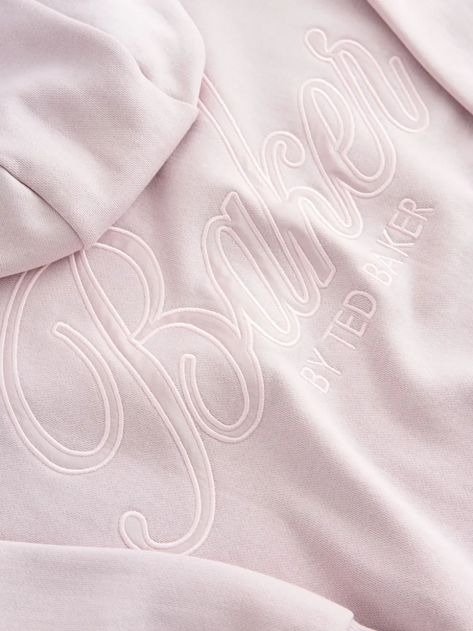 Baker by Ted Baker Oversized Satin Appliqué Back Print Pink/White Hoodie