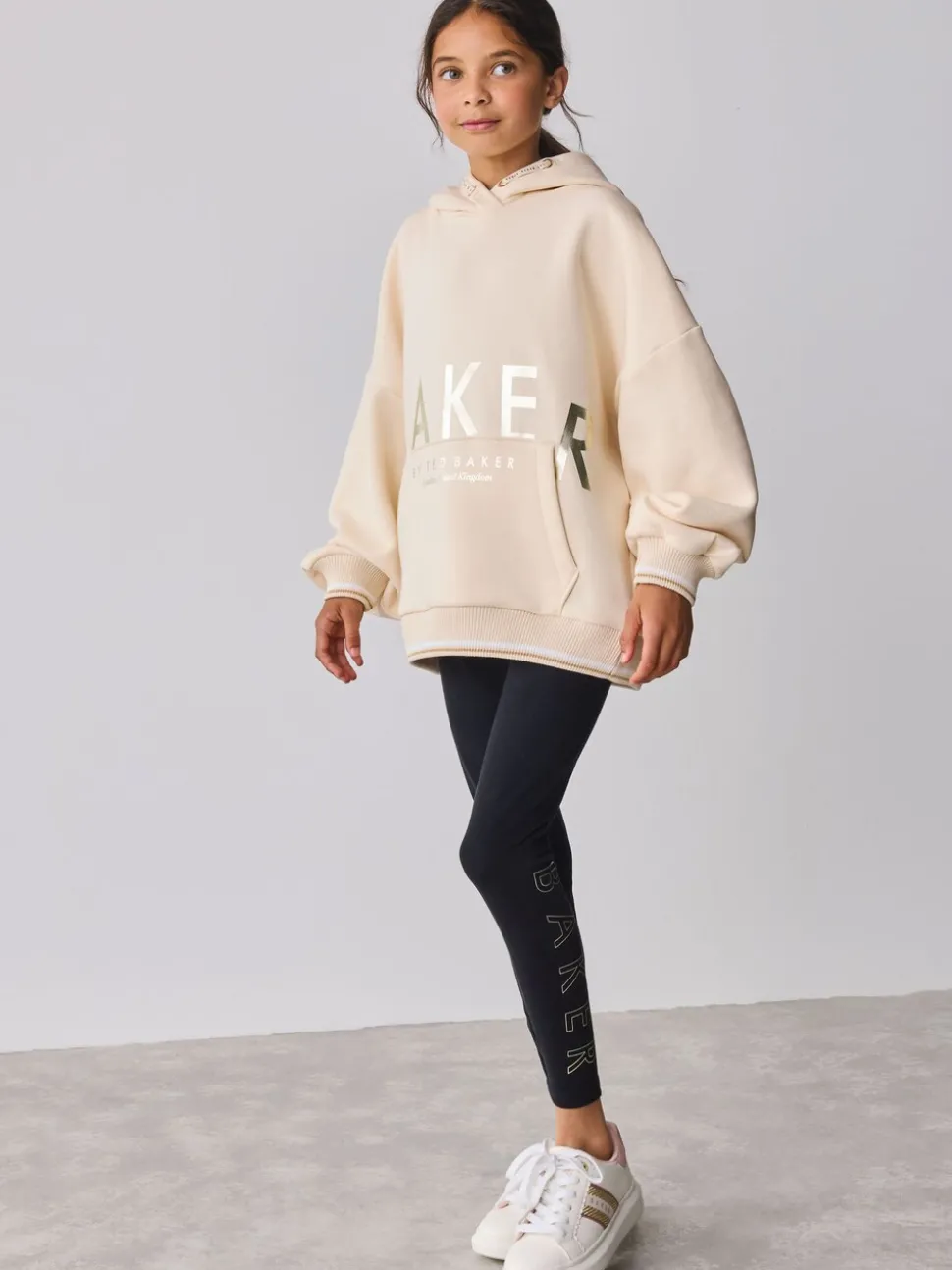 Baker by Ted Baker Oversized Stone Foil Branded Hoodie and Leggings Set 2 Piece