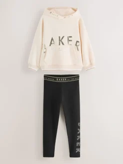 Baker by Ted Baker Oversized Stone Foil Branded Hoodie and Leggings Set 2 Piece