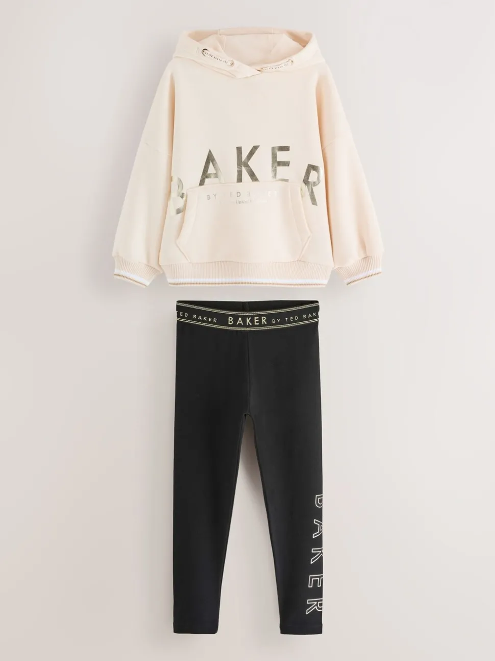 Baker by Ted Baker Oversized Stone Foil Branded Hoodie and Leggings Set 2 Piece