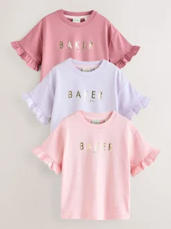 Baker by Ted Baker 3 Pack Boxy Fit Frill Graphic Printed T-Shirts