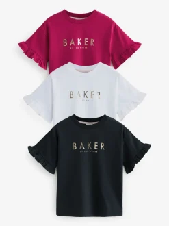 Baker by Ted Baker 3 Pack Boxy Fit Frill Graphic Printed T-Shirts