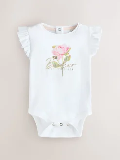 Baker by Ted Baker 2 Pack White/Pink Frill Bodysuits