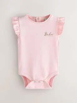 Baker by Ted Baker 2 Pack White/Pink Frill Bodysuits