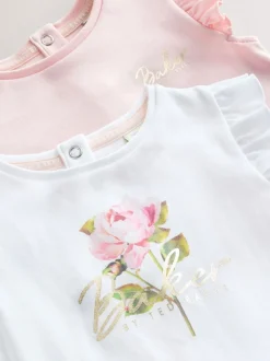 Baker by Ted Baker 2 Pack White/Pink Frill Bodysuits