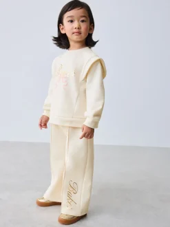 Baker by Ted Baker 2 Piece Cream Sweat & Pintuck Wide Leg Jogger Set