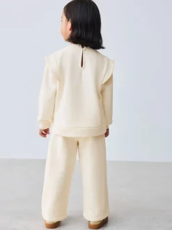Baker by Ted Baker 2 Piece Cream Sweat & Pintuck Wide Leg Jogger Set