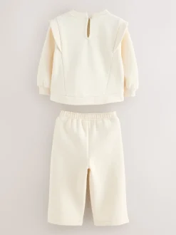 Baker by Ted Baker 2 Piece Cream Sweat & Pintuck Wide Leg Jogger Set