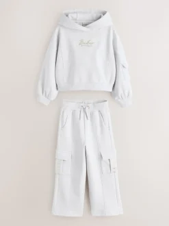 Baker by Ted Baker 2 Piece Grey Marl Graphic Hoodie & Cargo Joggers Set
