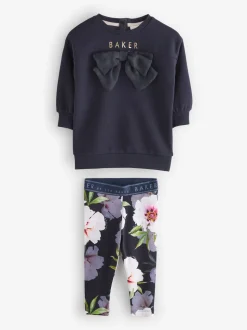 Baker by Ted Baker 2 Piece Longline Bow Sweat and Floral Leggings Set