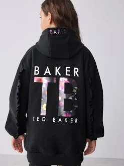 Baker by Ted Baker 2 Piece Longline Black Hoodie and Printed Leggings Set