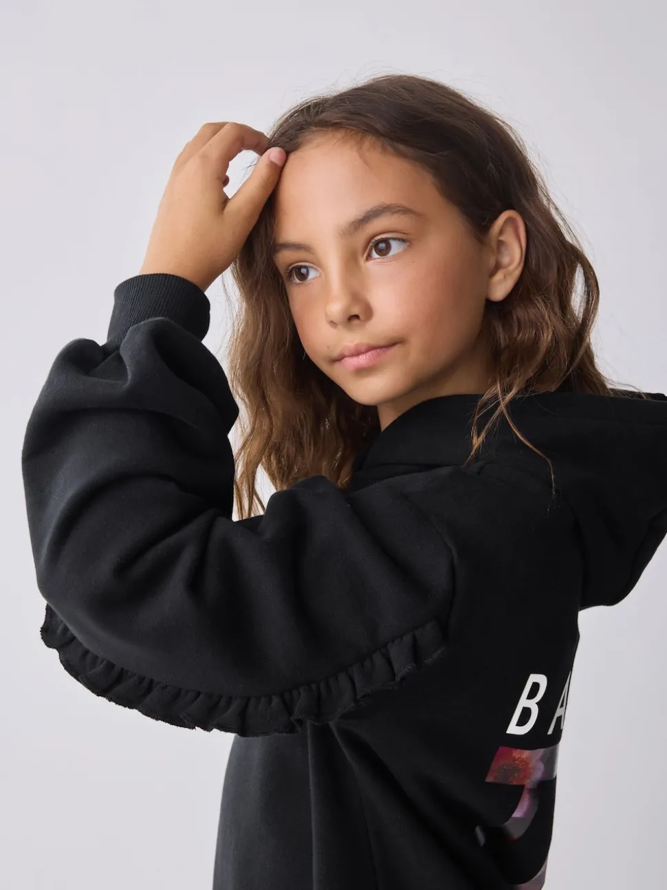 Baker by Ted Baker 2 Piece Longline Black Hoodie and Printed Leggings Set