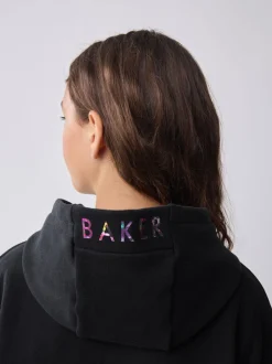Baker by Ted Baker 2 Piece Longline Black Hoodie and Printed Leggings Set