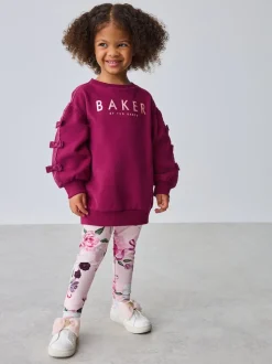 Baker by Ted Baker 2 Piece Longline Bow Sweatshirts & Printed Leggings Set