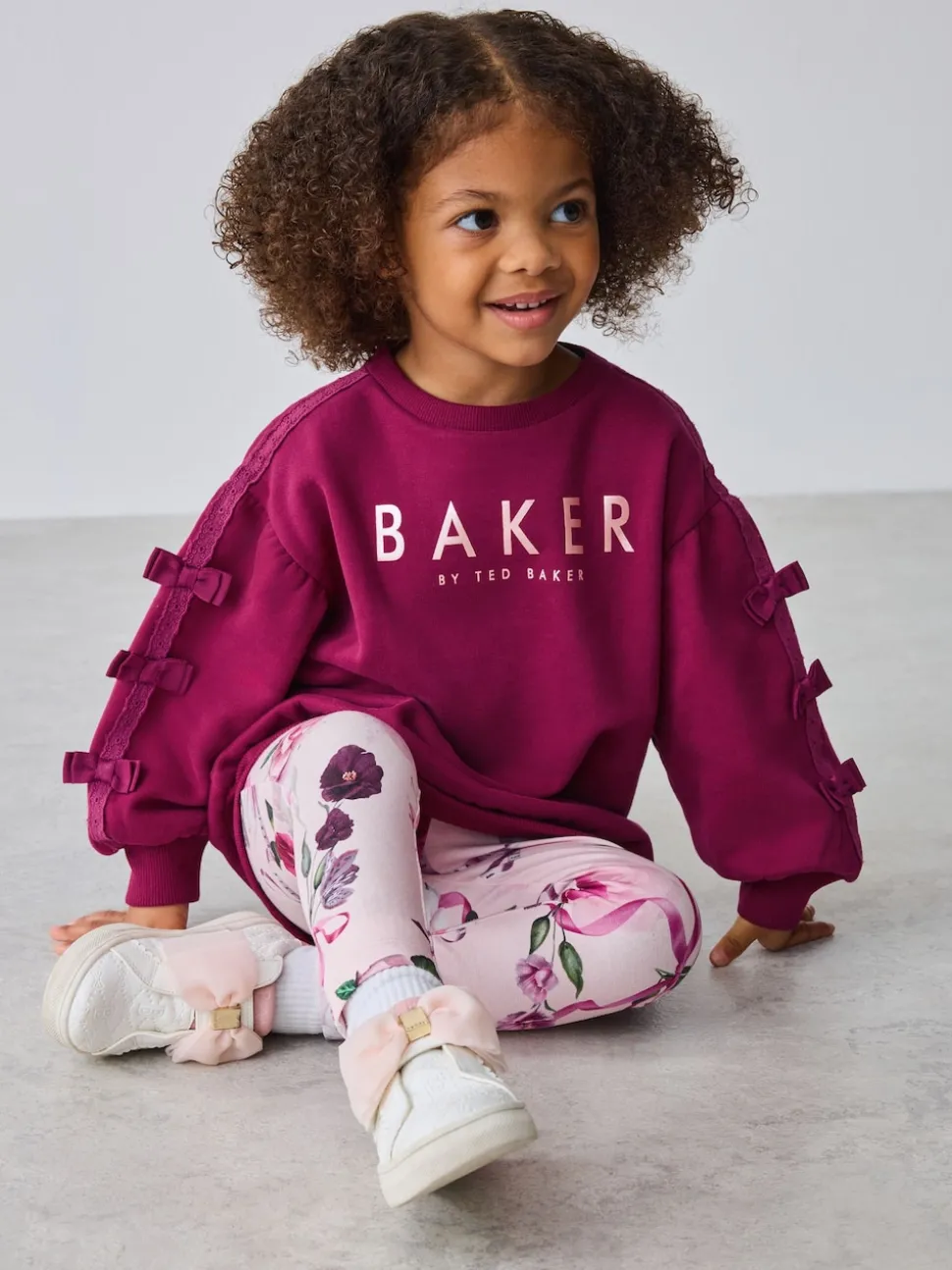 Baker by Ted Baker 2 Piece Longline Bow Sweatshirts & Printed Leggings Set