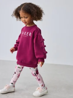 Baker by Ted Baker 2 Piece Longline Bow Sweatshirts & Printed Leggings Set