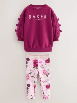 Baker by Ted Baker 2 Piece Longline Bow Sweatshirts & Printed Leggings Set