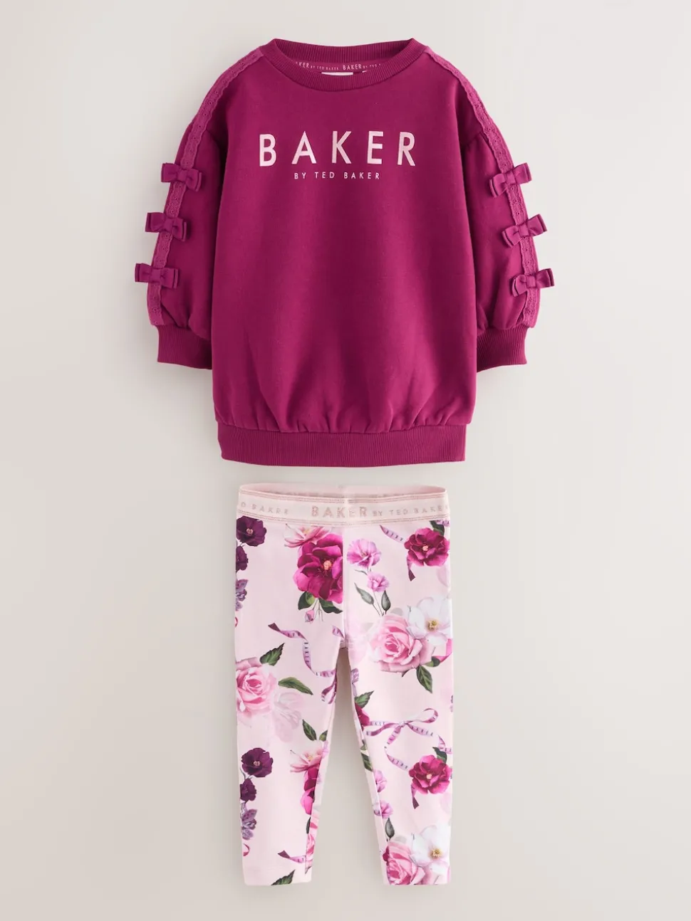 Baker by Ted Baker 2 Piece Longline Bow Sweatshirts & Printed Leggings Set