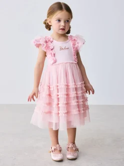 Baker by Ted Baker Pink 3D Corsage Mesh Tier Dress