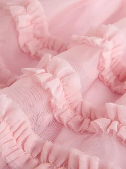 Baker by Ted Baker Pink 3D Corsage Mesh Tier Dress