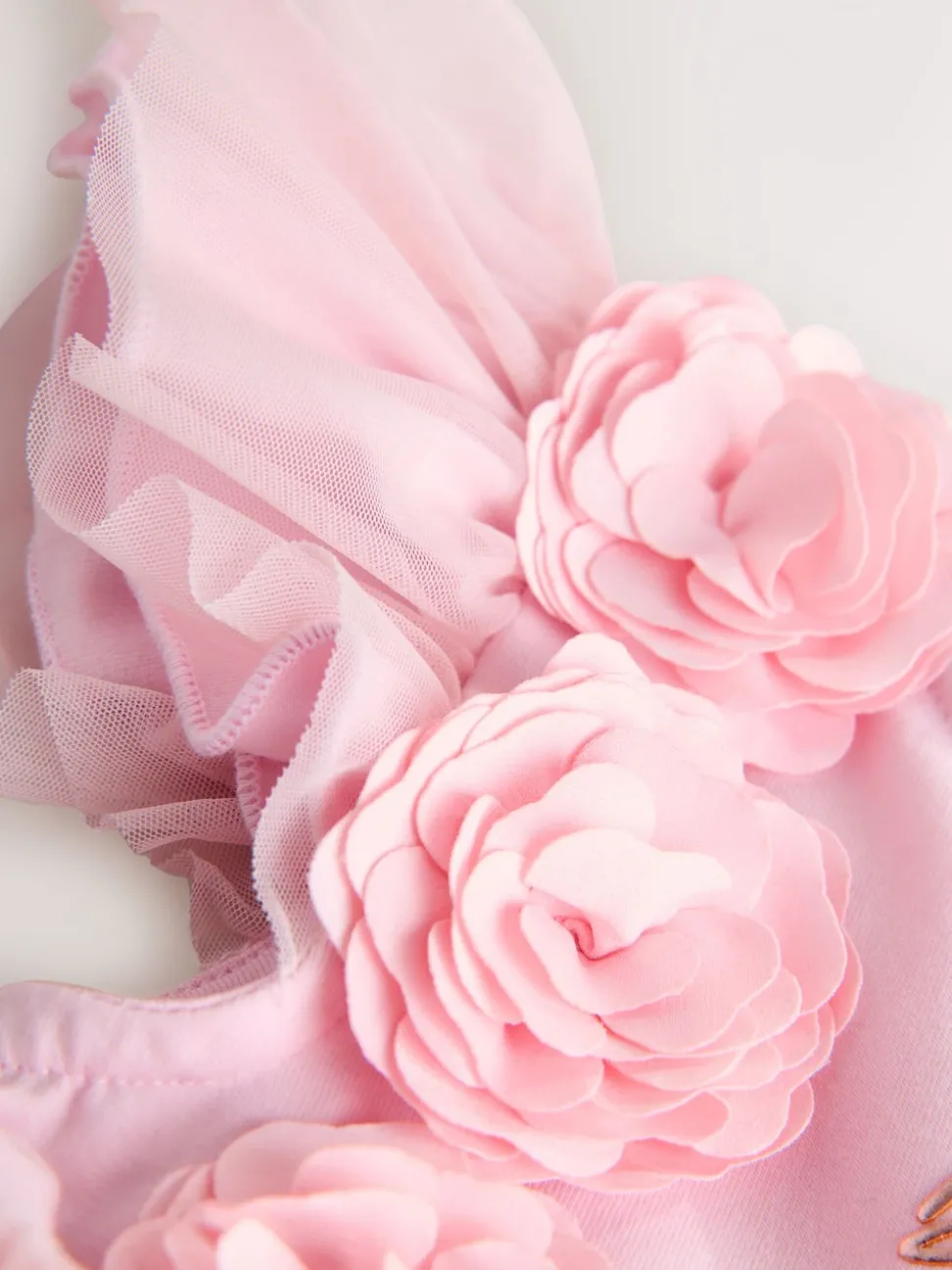 Baker by Ted Baker Pink 3D Corsage Mesh Tier Dress