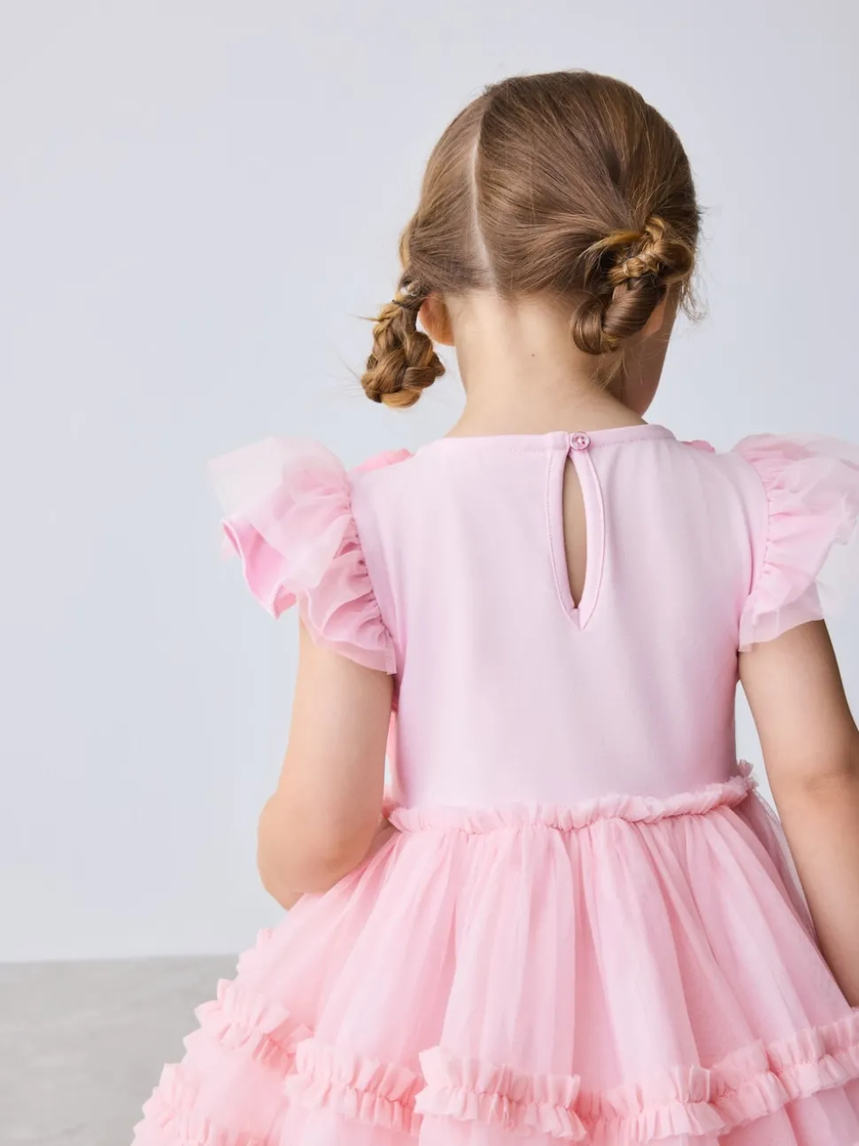 Baker by Ted Baker Pink 3D Corsage Mesh Tier Dress