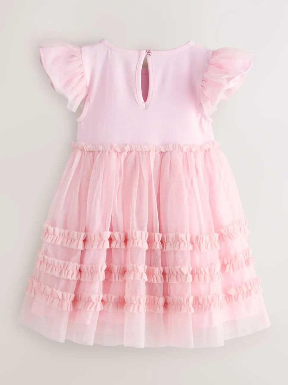 Baker by Ted Baker Pink 3D Corsage Mesh Tier Dress